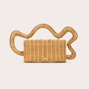 BRAND NEW Cult Gaia Elsa Wavy Rattan Clutch Bag